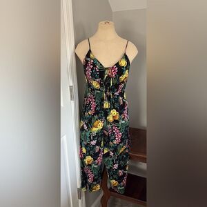 LUSH Floral Spaghetti Strap Crop Jumpsuit Size S